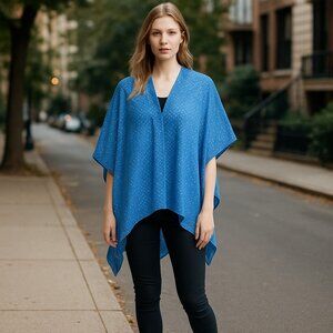 NWOT LOFT Polka Dot Kimono Cardigan Blue White